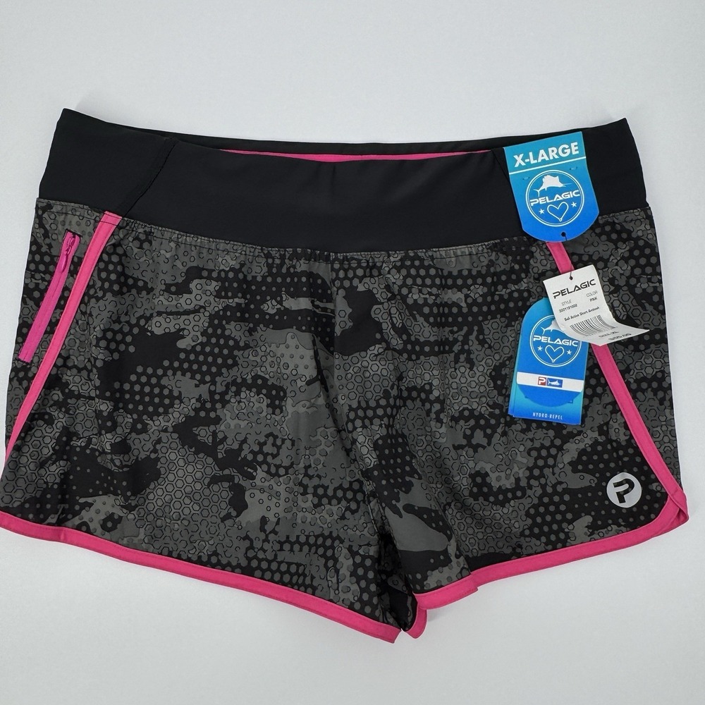 Pelagic Bali Active Shorts Ambush XL Camo Print Stretch Hydro Repel Fishing Core